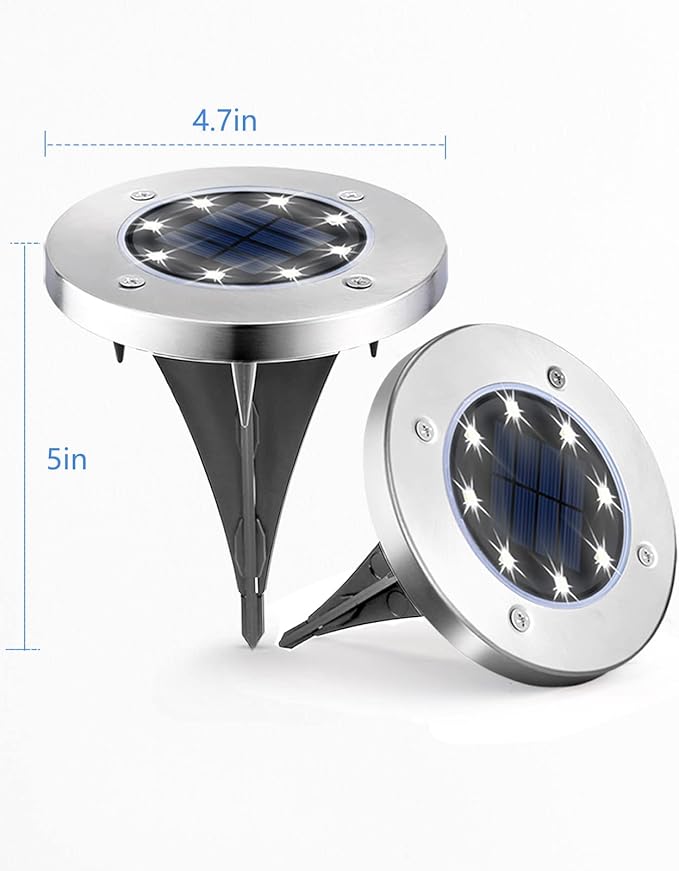 UFOND 12 Pack Solar Ground Lights，Outdoor Waterproof LED Gardenlight, Disklights for Lawn Pathway Yard Walkway Driveway Patio Deck, Solar Lights (Cold White)