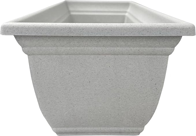 The HC Companies 24 Inch Mojave Window Planter Box with Drainage Holes, Lightweight UV-Resistant Plastic Outdoor Planters, 2-Pack Flower Box for Garden & Home Decor, Granite