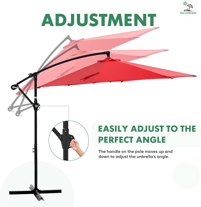 NEWBULIG 10FT Patio Umbrella, Offset Cantilever Outdoor Patio Table Umbrella, UV Protection, Fade Resistant Fabric, Easy Tilt Adjustment for Pool, Deck, Garden, Backyard