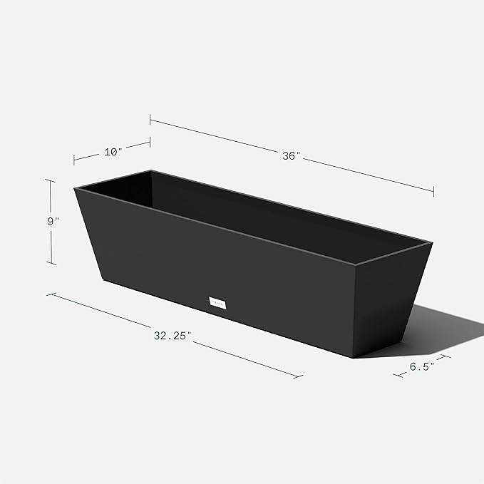 Veradek Pure Series Window Box Planter - Long Rectangular Planter for Indoor or Outdoor Windowsill/Balcony | Durable All-Weather Use with Drainage Holes | Modern Decor for Herbs, Small Plants, Flowers