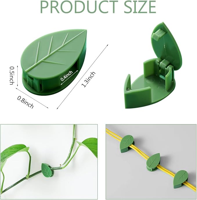 60 Pcs Plant Climbing Wall Fixture Clips Self-Adhesive Hook Vines Traction Clips Invisible Holder Garden Green Leaf Simulation Self-Adhesive Hook Wire Fixing Supporting