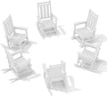 KINGYES Oversized Outdoor Rocking Chair Set of 6, All-Weather Patio Rocking Chairs for Porch, HDPE Outdoor Patio Rockers with High Back & Wide Seat for Garden, Lawn, White