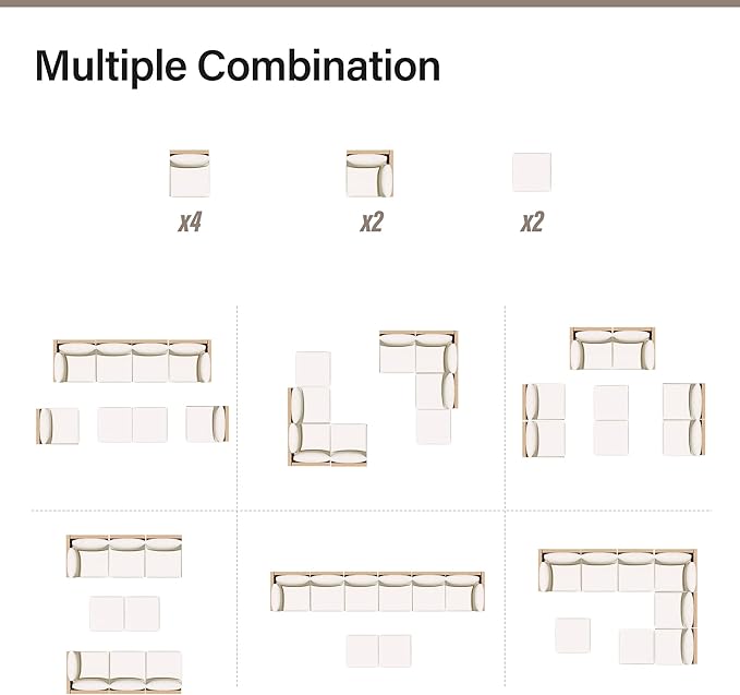 LAUSAINT HOME Outdoor Patio Furniture, 8 Piece Outdoor Sectional Sofa PE Rattan Wicker Patio Conversation Sets,All Weather Patio Furniture Set with Thick Cushions for Garden, Poolside, Backyard(Beige)