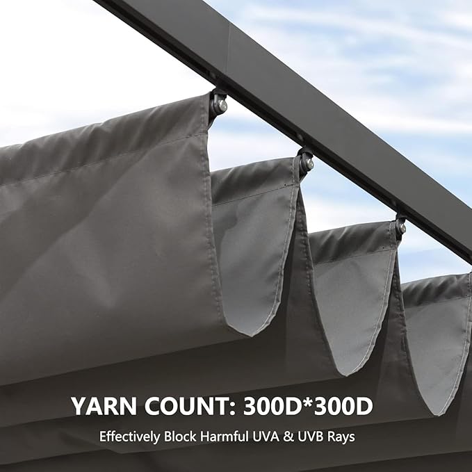 Pergola Shade Cover Replacement Canopy Top Compatible with 10 X 13 ft 6-Bar Pergola Frames - Gray (Canopy Size 116" W x 135" L, Canopy Top Only)