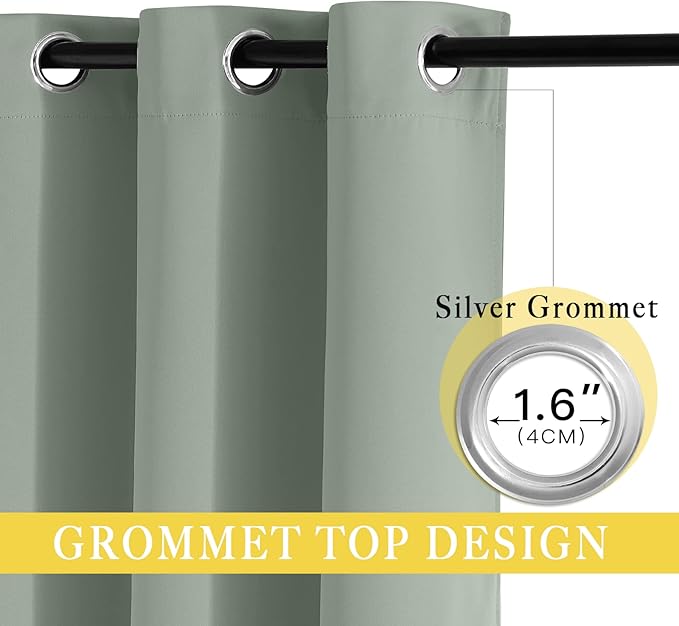 NICETOWN Sage Green Sliding Glass Door Curtain, Grommet Thermal Insulated Blackout Curtain Room Divider Sound Reducing Window Treatment for Kids Room/Bedroom, 1 Panel, W80 x L108