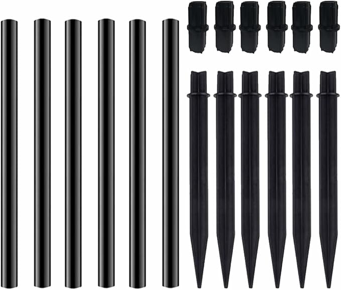Flame Lamp Extension, Ground Stake and Joint Connector Kit to Make Solar Flashlight Torch Taller, 6 Sets