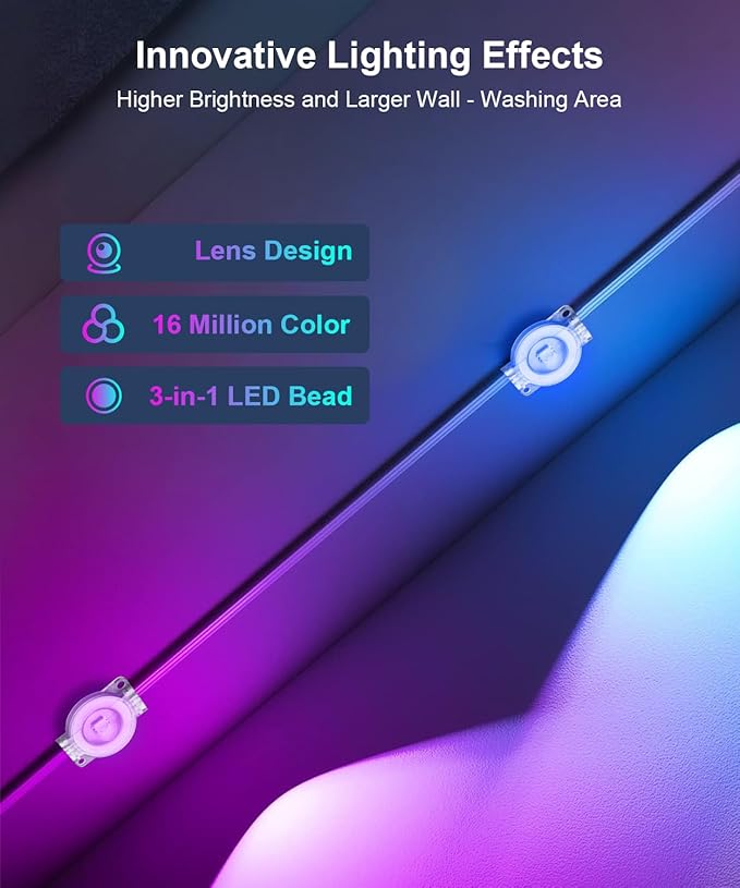 Fussion Permanent Outdoor Lights for House, 100ft RGB Halloween House Lights Outdoor with APP Remote Control, IP67 Waterproof Smart Eternity Eaves Lighting for Christmas, Holiday, Party, Daily