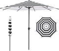 Abba Patio 9FT Lyon Outdoor Patio Umbrella Outdoor Table Umbrella with Crank Market Umbrella 8 Sturdy Ribs UV Protection Waterproof and Push Button Tilt for Garden Deck Backyard Pool,Black & White Stripe