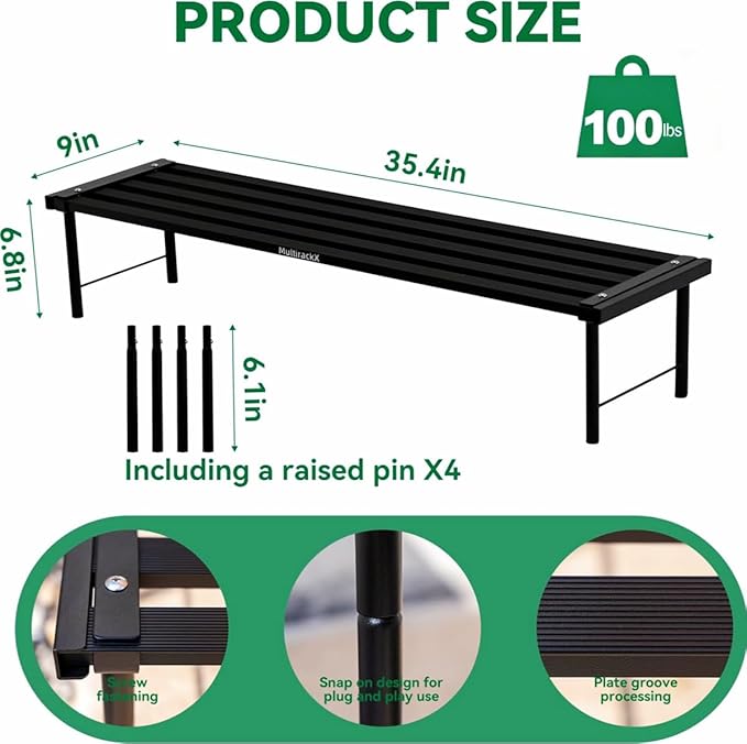 Metal Plant Stand, Rust-proof Aluminum Flower Pot Stand, Heavy Duty Planter Display Shelving for Patio Balcony Garden Living Room Decorative (Black, 35.4 Inch)