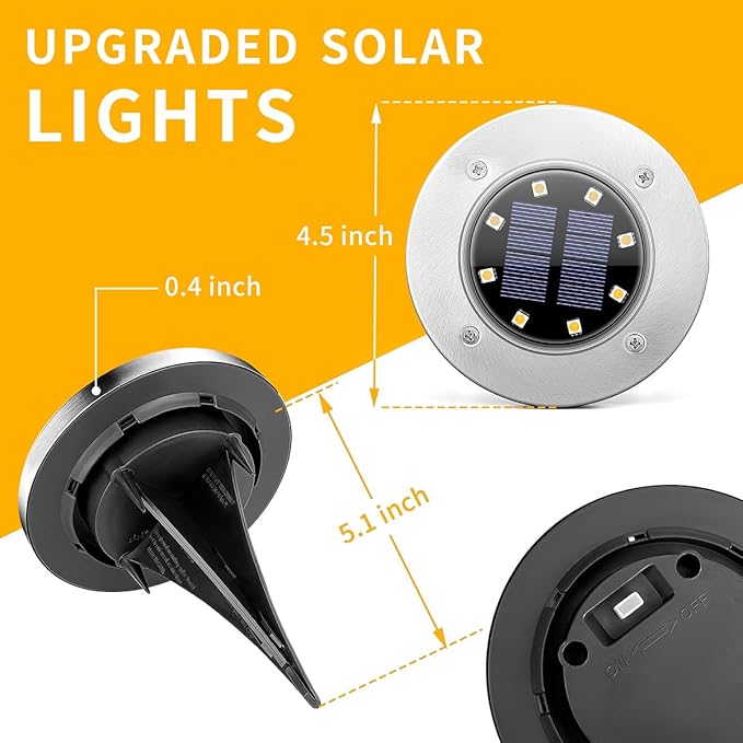 SOLPEX 20 Pack Solar Ground Lights Waterproof, Solar Powered Garden Lights, Landscape Lighting for Pathway Driveway Patio Backyard Walkway (Warm White)