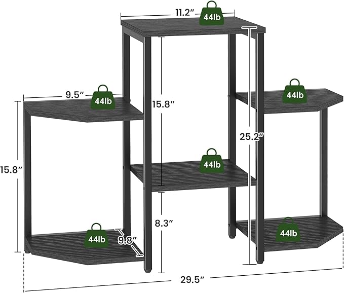 Plant Stand Indoor,Multiple Plant Shelf Corner Rack, 6 Potted Plant Stand, 6 Tiers Large Flower Holder, Planter Display Rack for Patio Balcony Living Room Bedroom Decor, Black