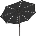JEAREY 9FT Outdoor Patio Umbrella with Solar Lights, LED Lighted Pool Umbrella with Tilt and Crank, Outdoor Table Umbrellas for Deck, Yard & Market (Jet Black)