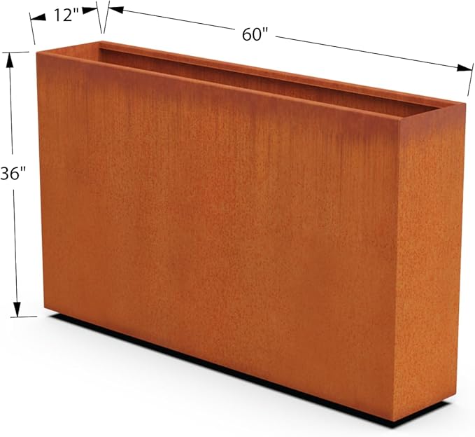 PLANTERCRAFT Corten Steel Planter Rectangle Outdoor Metal Garden Box Heavy Duty | Made in USA | Fully Assembled