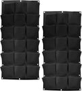 SOUJAP 2 Pack 18 Pockets Vertical Wall Garden Planter Plant Grow Bag, Hanging Felt Grow Bags Vertical Wall Garden for Indoor, Outdoor, Flower, Garden, Vegetable and Home Decoration (Black)