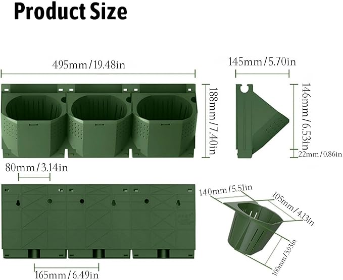 36 Pockets Living Wall Planter Indoor, Self Watering Wall Hanging Planters for Outdoor Plants Stackable, Cascading Vertical Planter Garden (36 planters)