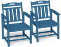 Ciokea HDPE Outdoor Patio Dining Chairs Set of 2, All-Weather Porch Chair with Wide Seat, Durable Outdoor Furniture for Backyard, Garden, Lawn & Poolside, Navy Blue