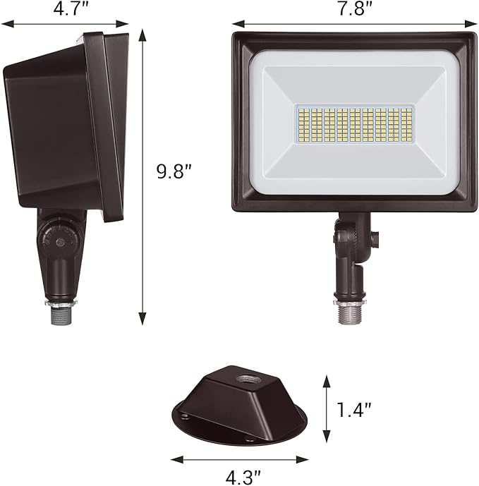 DEWENWILS 65W Flood Lights Outdoor, 6670 LM Super Bright(500W Equivalent) IP65 Waterproof Knuckle Mount LED Security Light, 5000K Daylight LED Flood Light for Garage, Patio, Yard, UL Listed, Browm