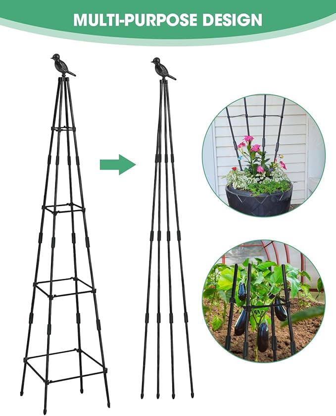 2Pack Garden Trellis for Climbing Plants Outdoor Indoor Pot 67'' Cucumber Trellis for Climbing Plant Support for Climbing Vegetables Plants Garden Obelisk Trellis Tomato cage & Climbing Rose