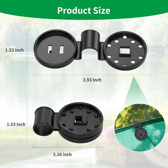 Heavy Duty Round Shade Cloth Clips 40 Pcs - Plastic Garden Net Clamps for Shade Cloth for Garden, Tarp Clips Heavy Duty, Anti Bird Netting, Sun Shade Sail, Windproof Awning Clamp