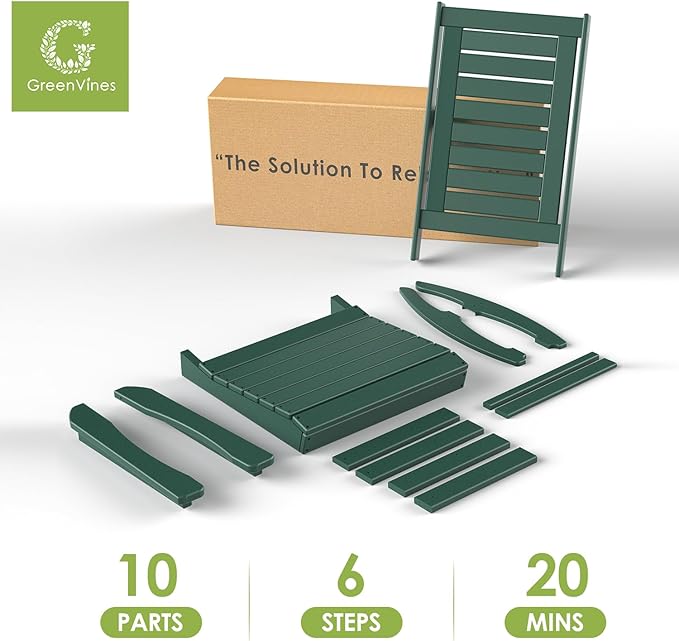 GREENVINES Outdoor Rocking Chairs | Set of 4 | Porch Rocker | HDPE Plastic | Forest | Oversized Rockers | High Back | Big & Tall | Ladder Back | for Patio Outside Backyard Balcony Garden