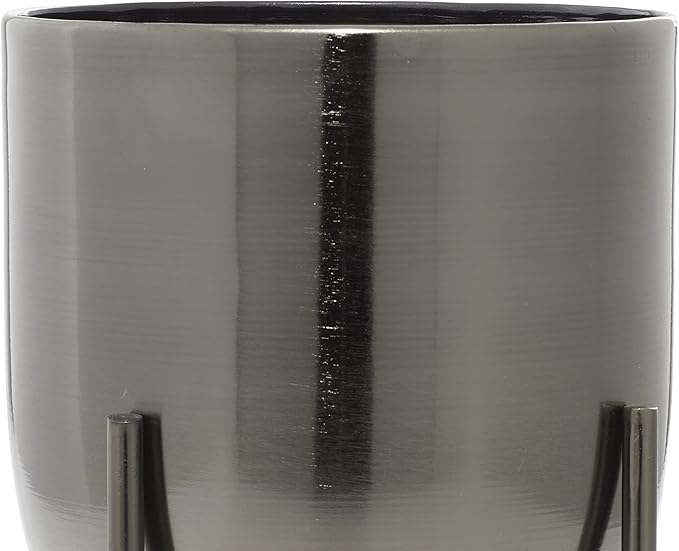 Deco 79 Metal Round Planter with Removable Stand, Set of 2 16", 13"H, Black