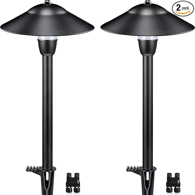 SUNVIE LED Pathway Lights Low Voltage 12-24V 3W Landscape Lighting, 3000K Low Voltage Landscape Lights, IP65 Waterproof Aluminum Path and Area Light for Outdoor Yard Garden Walkway, 2 Pack