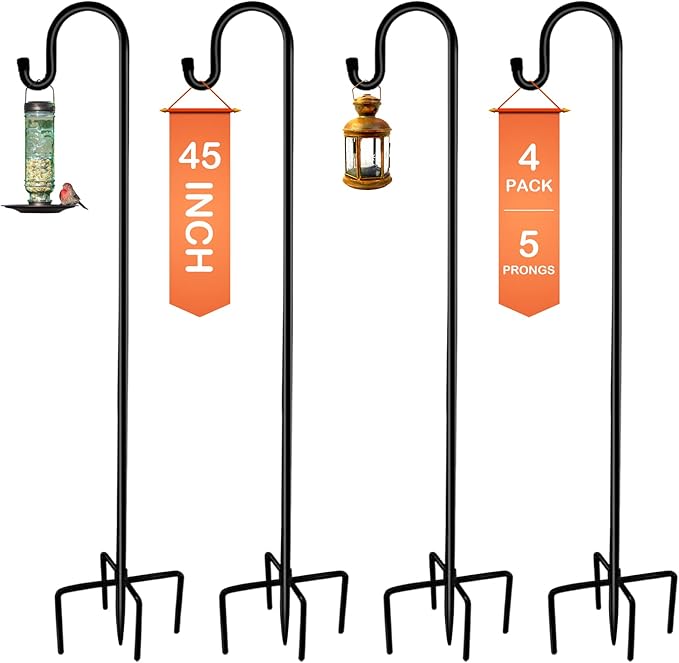 Ottsuls Shepherd-Hooks Adjustable for Bird-Feeder Lantern Plant-Hook Garden-Stake - Plant Stand Hanger for Outdoor Flower Basket, Bird Feeder Hanger Weddings Decor