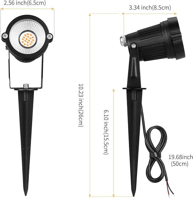 Low Voltage Landscape Lights IP65 Waterproof 7W 700LM LED Outdoor Lighting with Connectors for Garden Yard Pathway Pool | 12V 24V 2700K Tree Spotlights | Warm White - 6 Pack