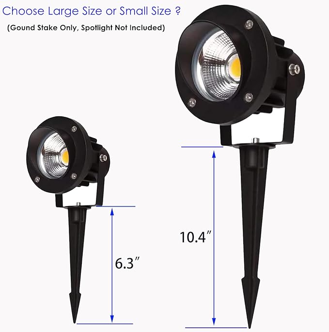 Aluminum Metal Ground Stake Spike Replacement for 3W-120W Outdoor Garden Spotlight Pathway Flood Wall Washer Solar Light,Low Voltage Landscape Light,10.4 inches Large Size