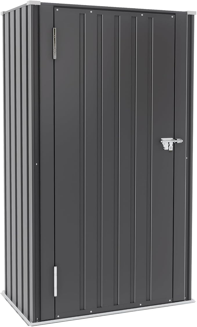 Greesum Outdoor Metal Storage Cabinet, 55'' Lockable Tall Shed, Vertical Tool Organizer Without Shelves for Garage, Patio, Backyard, Home & Lawn, Black
