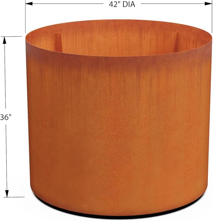 PLANTERCRAFT Corten Steel Metal Planter Box, Round Sizes, Modern Garden Steel planters for Commercial and Residential Outdoor Use.