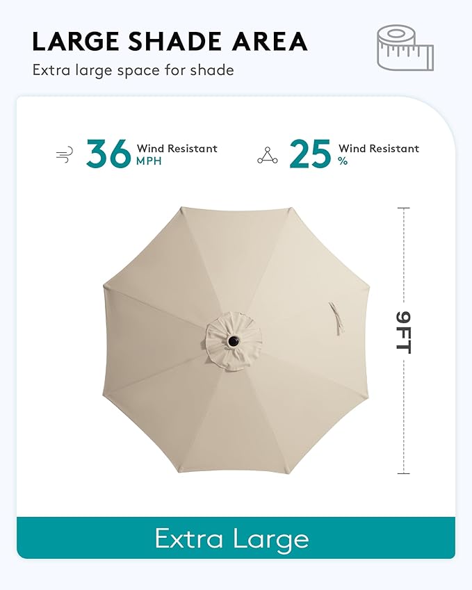 SERWALL 6 Pieces Outdoor Patio Bar Set with 9ft Umbrella, Outdoor HDPE Barstool and Table Furniture Set with Patio Umbrella, White