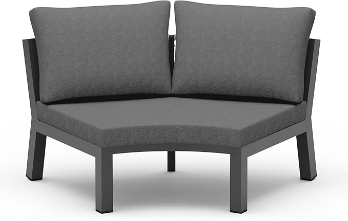 Outdoor Patio Sectional Modular Sofa, Aluminum 1 Piece Curved Patio Couch with Washable Cushions, All Weather PE Rope Sofa for Backyard,Porch, Deck, Poolsid, Graphite