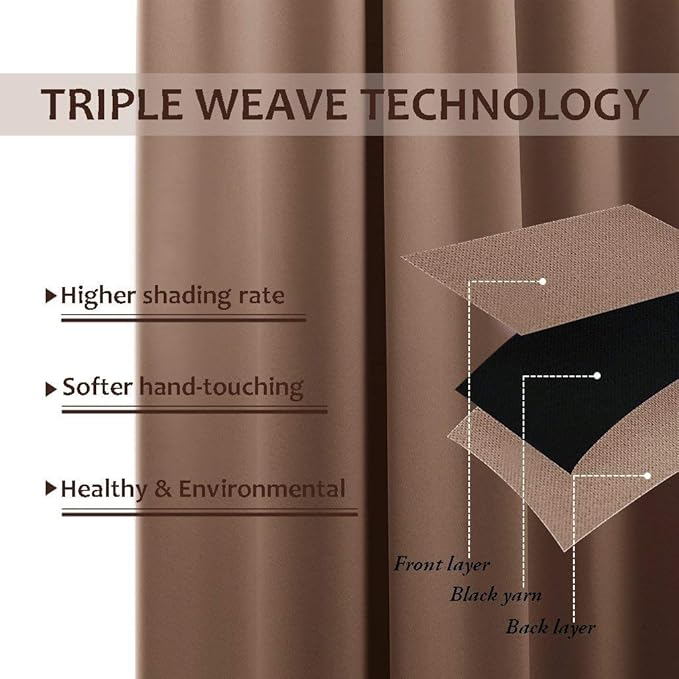 NICETOWN Outdoor Privacy Curtain for Patio Waterproof, Grommet Top Thermal Insulated Blackout Extra Wide and Long Door Blind for Sunroom/Pavilion/Gazebo, Tan, 1 Piece, 120" Wide by 95" Long