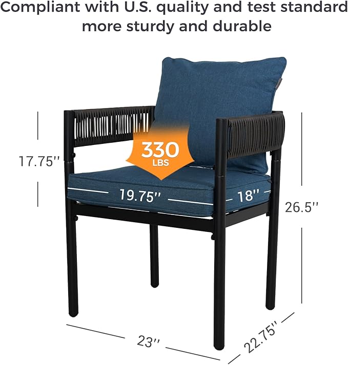 Grand patio 5-Piece Outdoor Dining Set for 4 with 1 Rectangle Expandable Table for 4-6 Person, Metal Woven Wicker Fixed Patio Chairs with Thickened Cushions for Yard, Poolside (Brown)