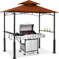 ABCCANOPY 8x5 Grill Gazebo - Outdoor BBQ Canopy Shelter with Led Light for Patio Backyard Grilling (Rust Red)