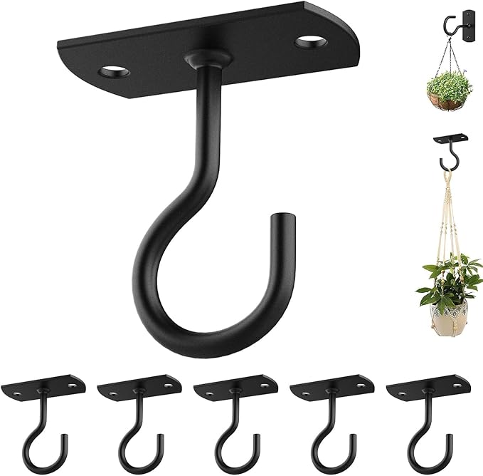 Ceiling Hooks for Hanging Plants 6Pack 2.5in Black