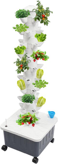 Hydroponic Growing System Indoor, 50-Hole Vertical Garden Planter Germination Kit, Smart Garden Vegetable Plant Kit with Pump and Movable Water Tank for Gardening Lover, IP68