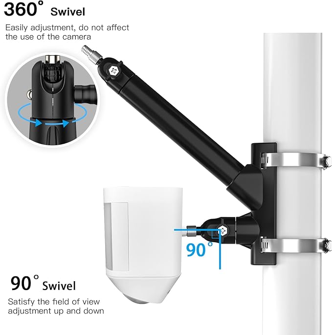 HOLACA 2-in-1 Pole Mounting Bracket for Ring Stick Up Cam/Spotlight Cam Pro/Plus/Outdoor Cam Plus, Solar Panel and Battery Outdoor Mount Accessories