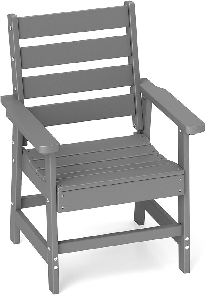 GREENVINES Outdoor Dining Chair | HDPE | Patio Chairs | All-Weather | Grey