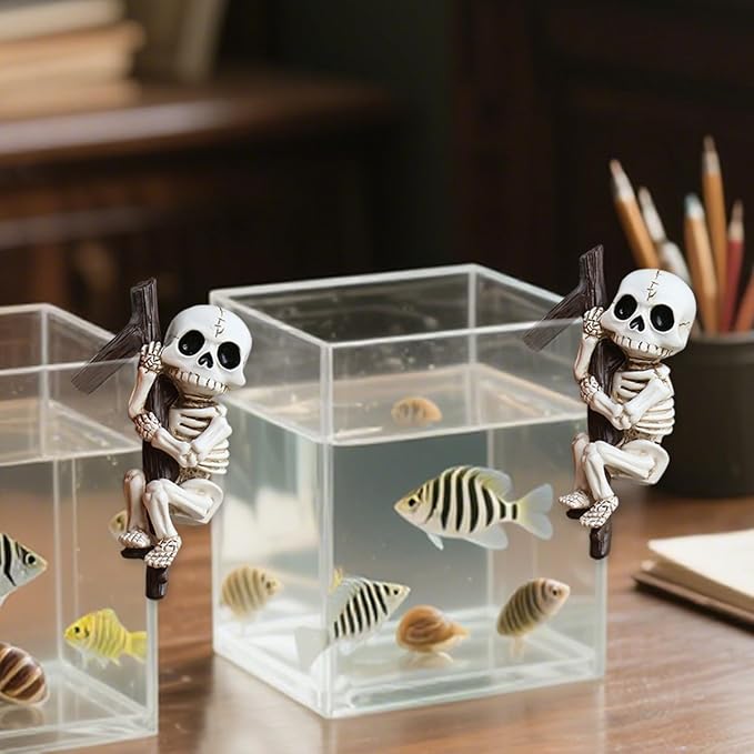 2-Piece Set Skeleton Pot Huggers for Planters, Climbing Flower Pot Hugger, Halloween Hanging Plant Decorations for Pots, Cute Plant Pot Decorations for Home Garden Patio Fence Lawn Yard (Skeleton)