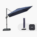 PURPLE LEAF 9'×9' Patio Umbrella with Base Outdoor Cantilever Umbrella with Cover Aluminum Square Offset Umbrella with 360-degree Rotation for Deck Pool Garden Navy Blue