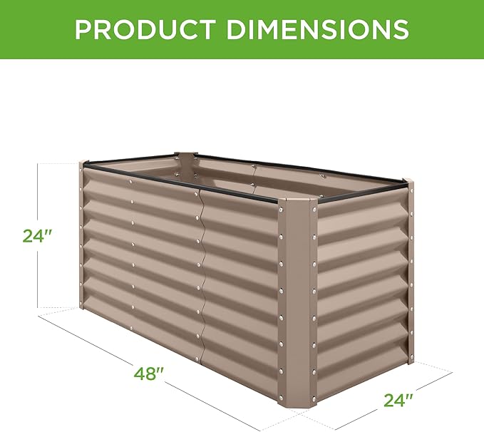 Best Choice Products 4x2x2ft Outdoor Metal Raised Garden Bed, Deep Root Box Planter for Vegetables, Flowers, Herbs, 119 Gallon Capacity, 100% Non Toxic Materials - Taupe