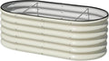 SnugNiture 4x2x1.5ft Raised Garden Bed Outdoor, 17" Tall Galvanized Metal Planter Box, Oval Raised Garden Bed Kit for Planting Vegetables Plants Fruits, Beige White