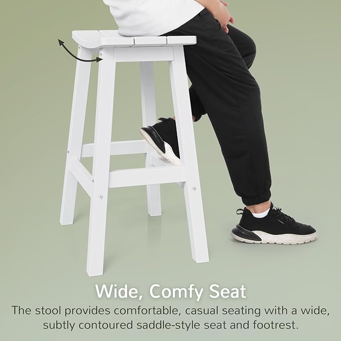 Stoog Weatherproof Bar Stools Set of 4, 28" Height Patio Bar Stools, Easy to Clean and Maintain, for Bar, Kitchen Counter, Deck, and Patio, White