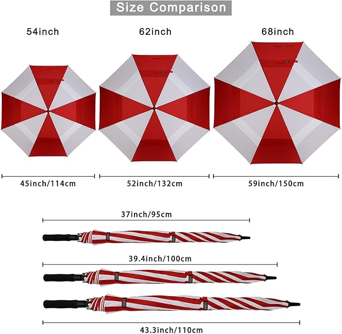 G4Free 47/54/62/68/72 Inch Automatic Open Golf Umbrella Oversize Extra Large Double Canopy Vented Windproof Waterproof Stick Umbrellas