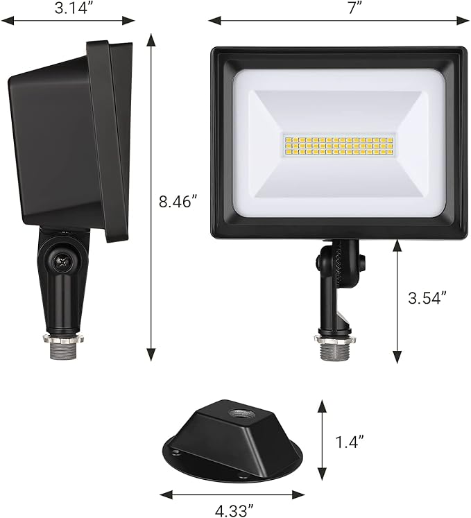 DEWENWILS 2 Pack 34W Flood Lights Outdoor, 3200 LM Super Bright(400W Halogen Equivalent) IP65 Waterproof Knuckle Mount LED Flood Light, 5000K Led Security Light for Landscape, Garden, Yard, Garage