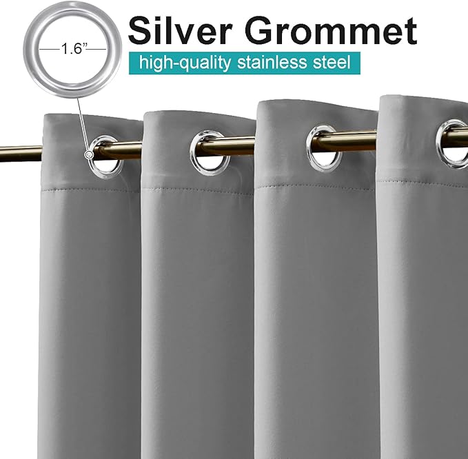 NICETOWN Patio Curtain Outdoor Waterproof, Thermal Insulated Rustproof Blackout Privacy Light Blocking Outdoor Indoor Window Drapes for Gazebo/Playground, 1 Panel, W52 x L95 Inch, Silver Grey