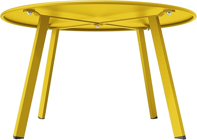 Grand Patio Round Steel Patio Coffee Table, Weather Resistant Outdoor Large Side Table, Yellow…