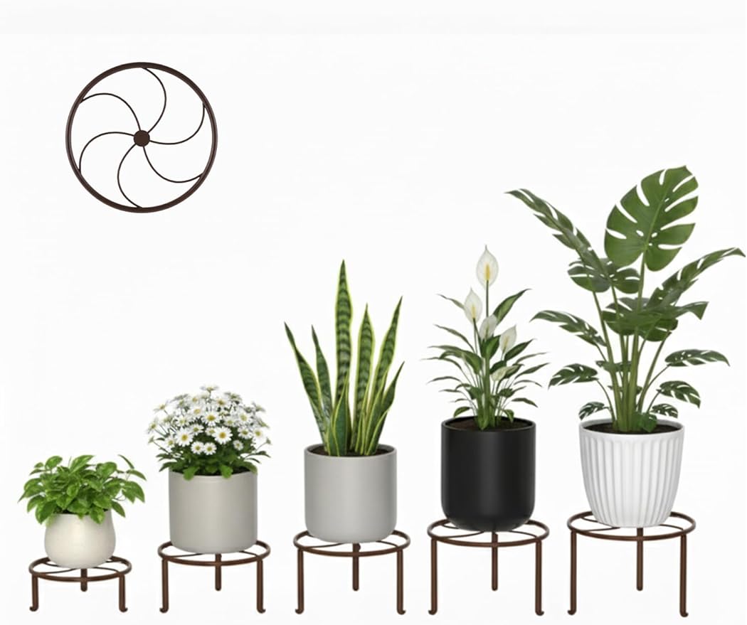 5 PackHeavy Duty Rack for Planter,Anti-Rust Flower Pot Stand Holder for Multiple Plants,Potted Plant Shelf for Living Room, Balcony, Garden, Patio